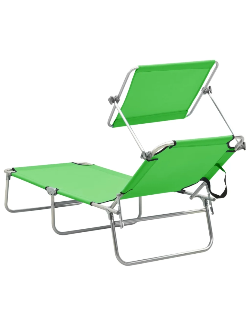 imagem de espreguiçadeira，Cadeira de repouso，Cadeira de descanso com toldo aço verde-maçã CFW4963125