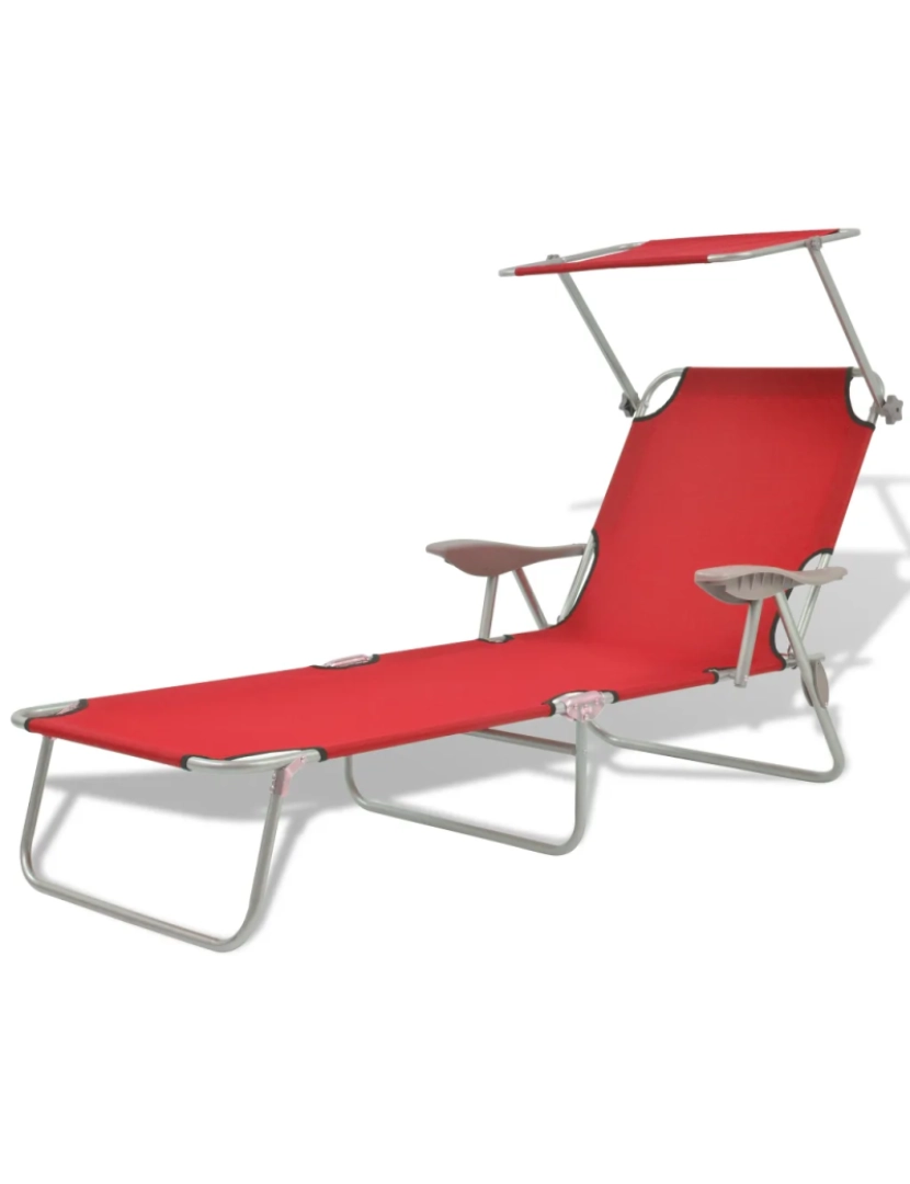 Vidaxl - espreguiçadeira，Cadeira de repouso，Cadeira de descanso com toldo aço vermelho CFW659406