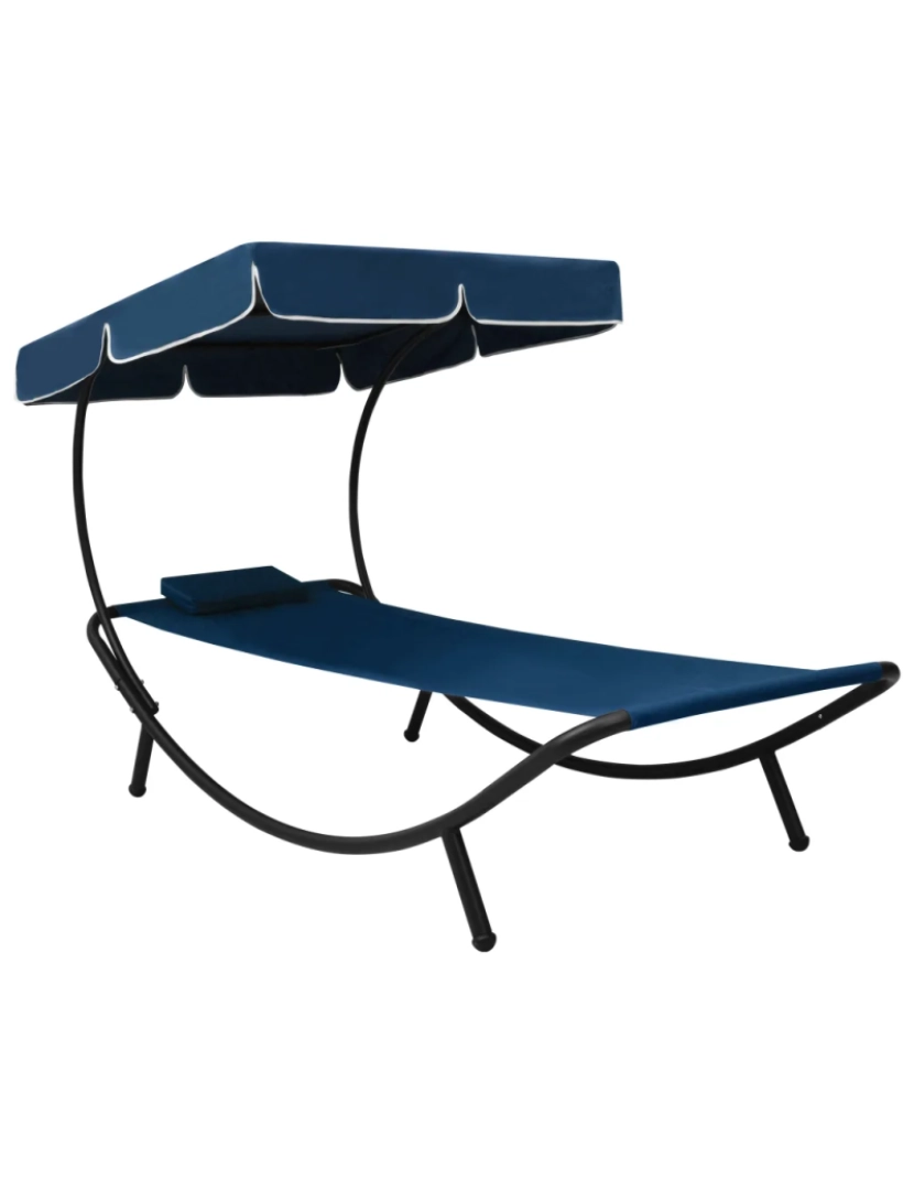 imagem de espreguiçadeira，Cadeira de repouso，Cadeira de descanso com toldo e almofada azul CFW2377811