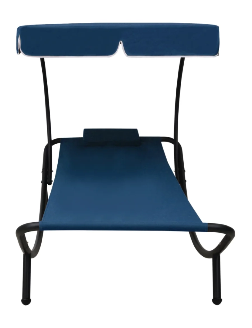 imagem de espreguiçadeira，Cadeira de repouso，Cadeira de descanso com toldo e almofada azul CFW2377812