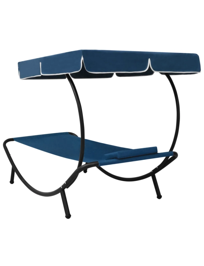 imagem de espreguiçadeira，Cadeira de repouso，Cadeira de descanso com toldo e almofada azul CFW2377814