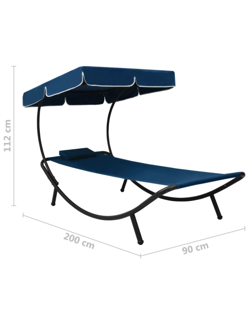 imagem de espreguiçadeira，Cadeira de repouso，Cadeira de descanso com toldo e almofada azul CFW2377817