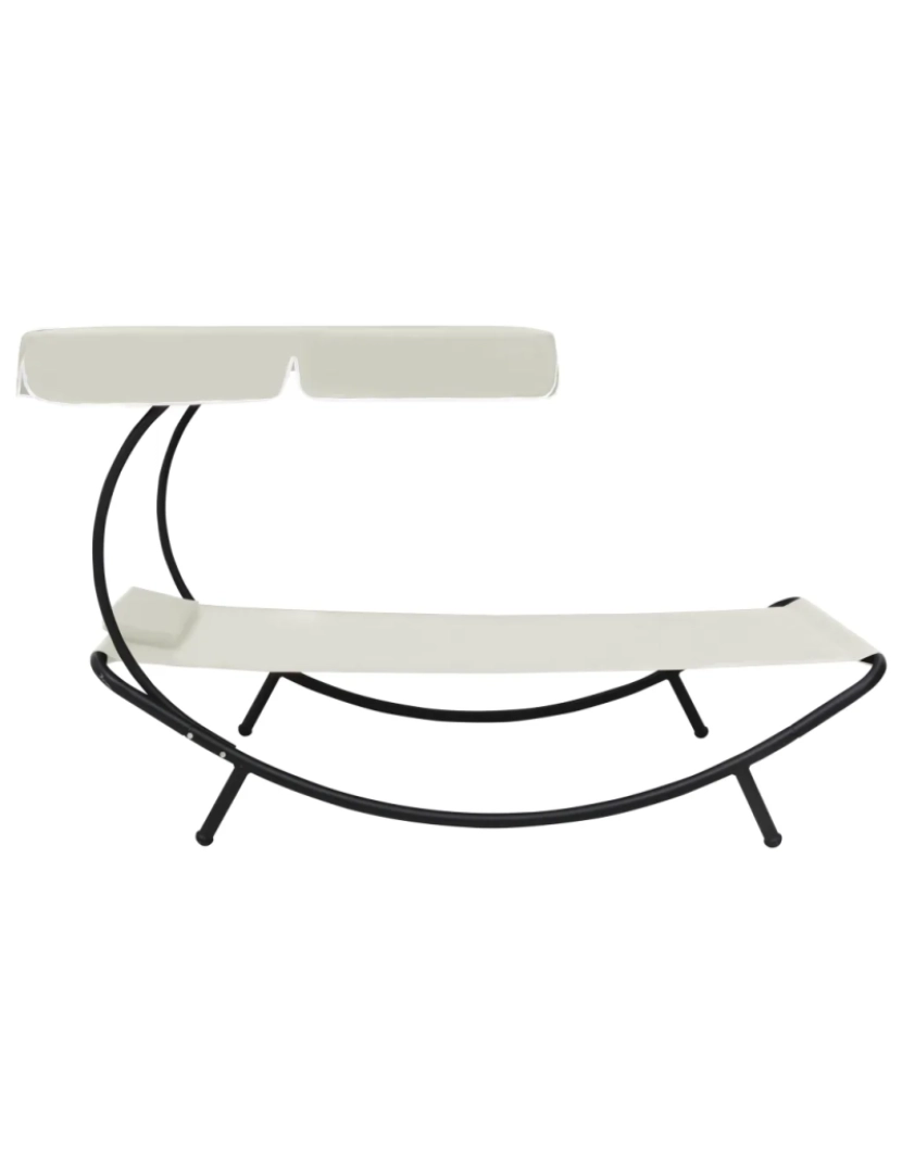 imagem de espreguiçadeira，Cadeira de repouso，Cadeira de descanso com toldo e almofada branco nata CFW8168782