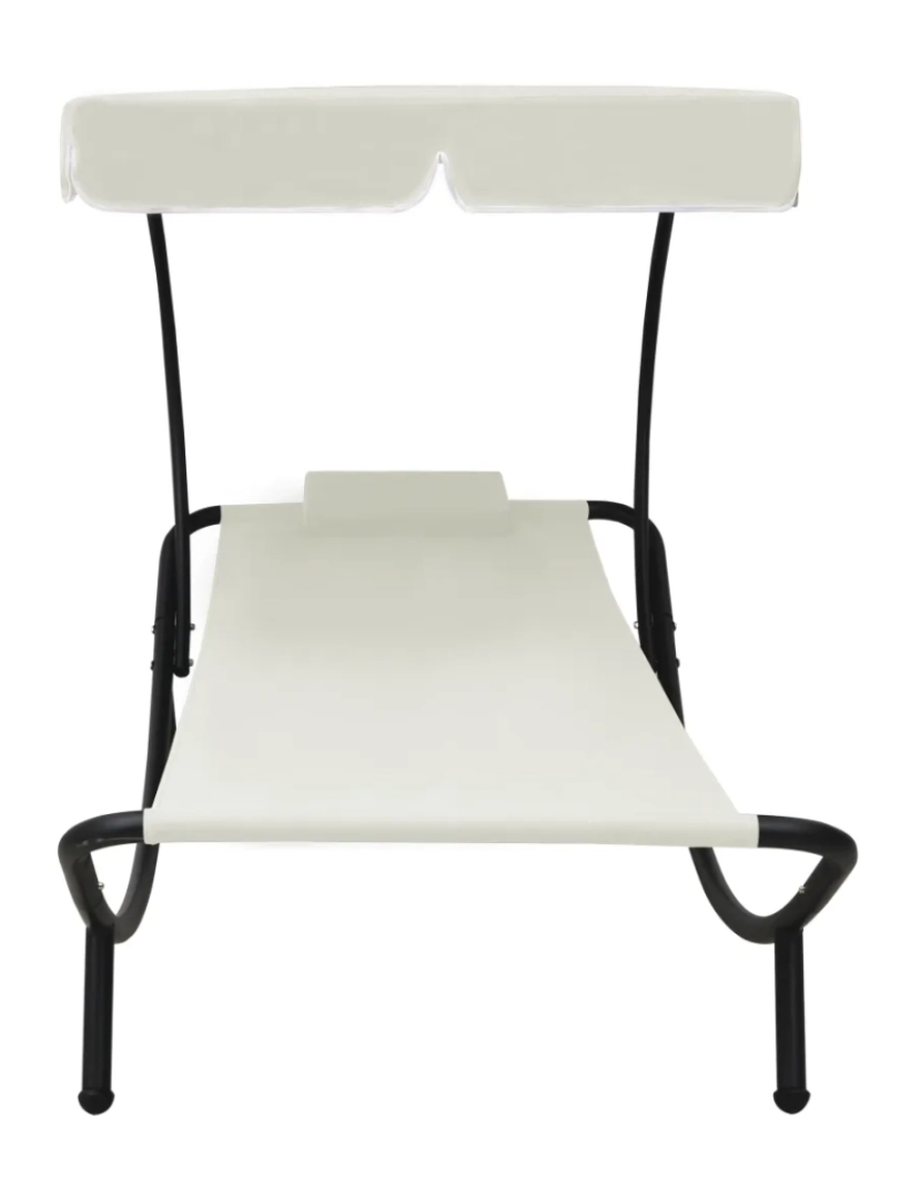 imagem de espreguiçadeira，Cadeira de repouso，Cadeira de descanso com toldo e almofada branco nata CFW8168783