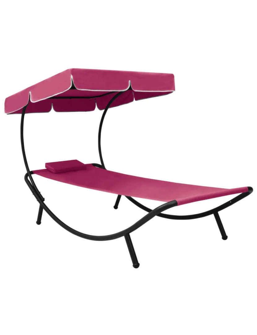 Vidaxl - espreguiçadeira，Cadeira de repouso，Cadeira de descanso com toldo e almofada rosa CFW653524
