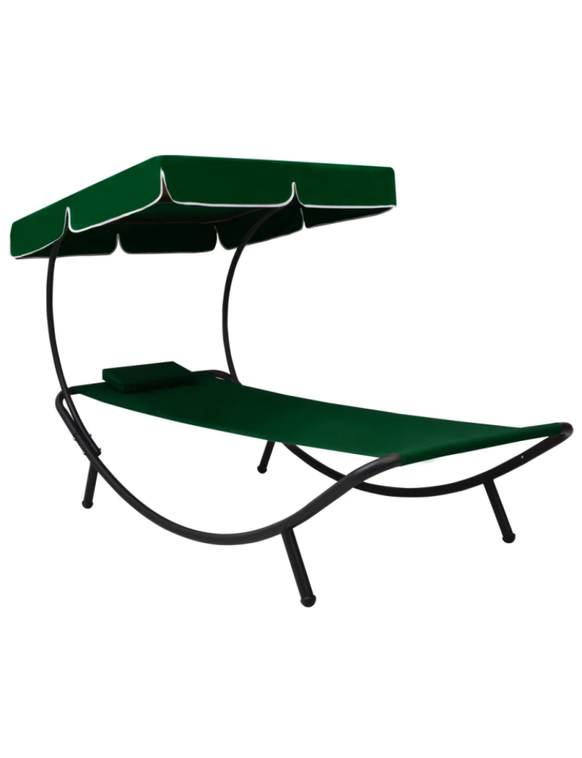 Vidaxl - espreguiçadeira，Cadeira de repouso，Cadeira de descanso com toldo e almofada verde CFW894491