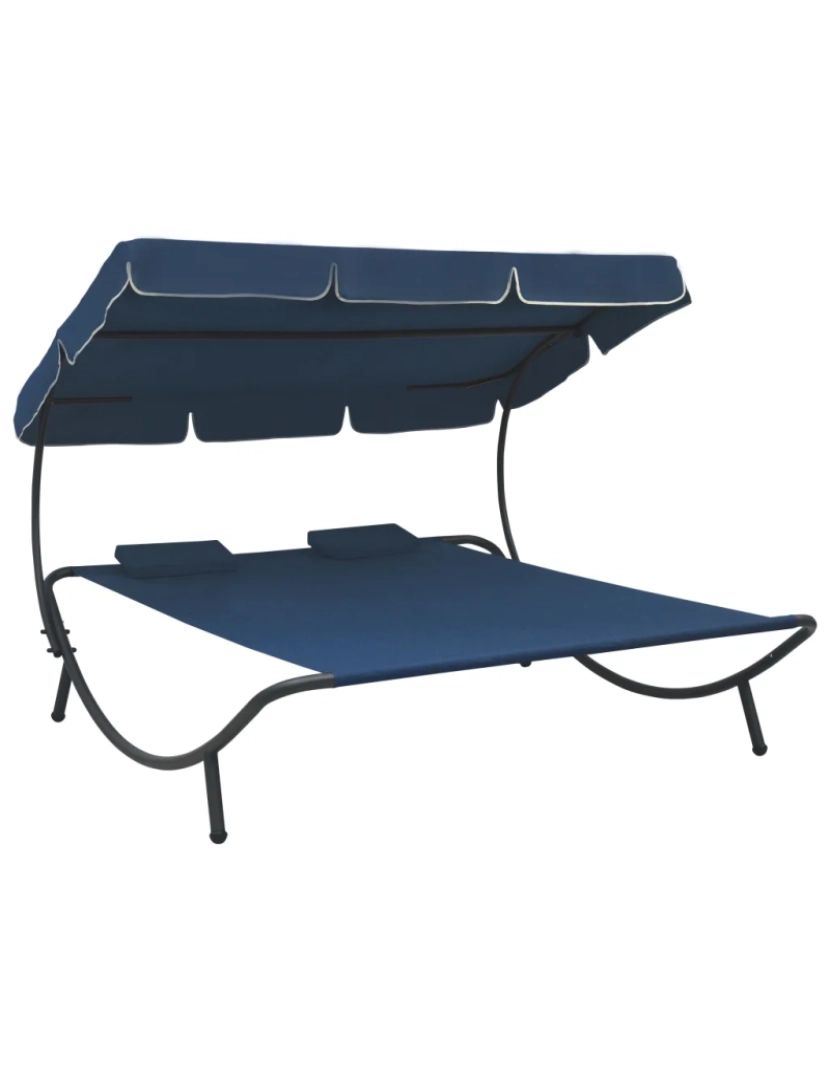 Vidaxl - espreguiçadeira，Cadeira de repouso，Cadeira de descanso com toldo e almofadas azul CFW130566