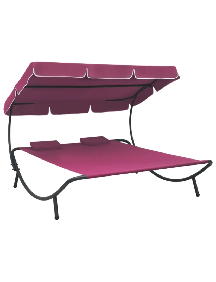 Vidaxl - espreguiçadeira，Cadeira de repouso，Cadeira de descanso com toldo e almofadas rosa CFW468156