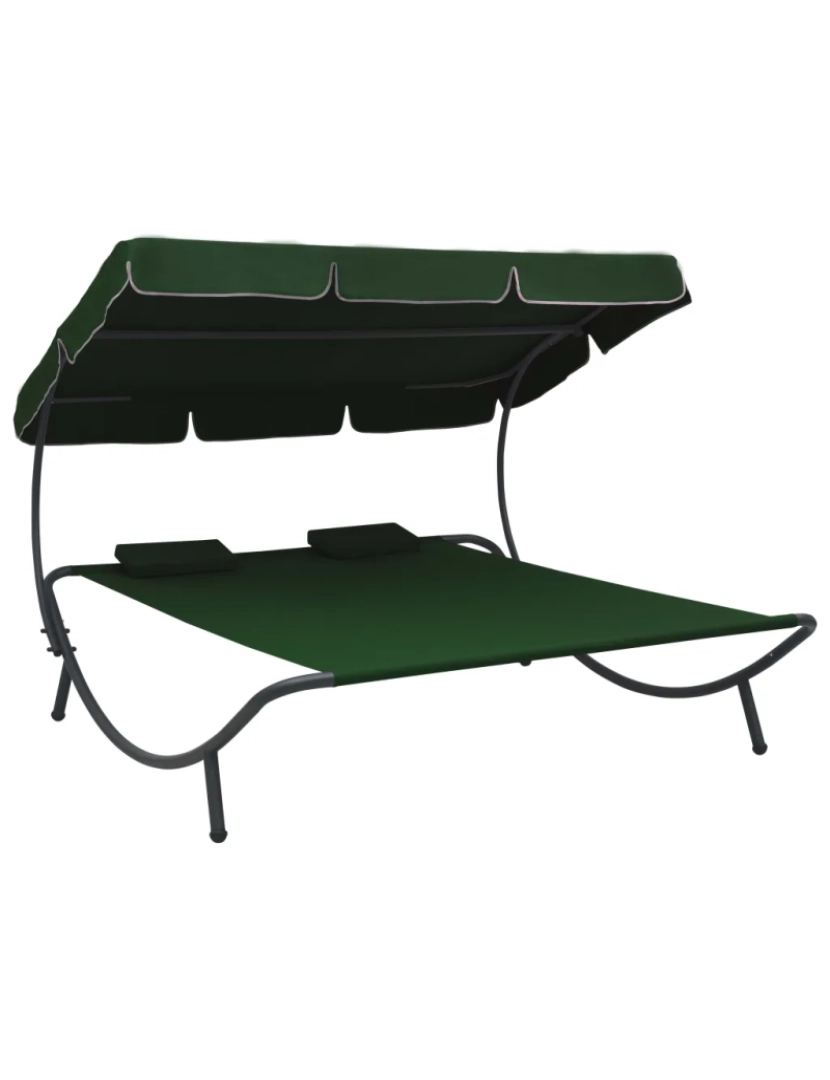 Vidaxl - espreguiçadeira，Cadeira de repouso，Cadeira de descanso com toldo e almofadas verde CFW141260
