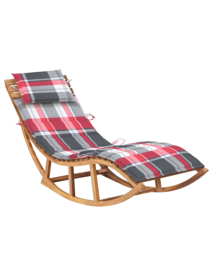 imagem de espreguiçadeira，Cadeira de repouso，Cadeira de descanso de baloiçar com almofadão madeira teca maciça CFW9848521