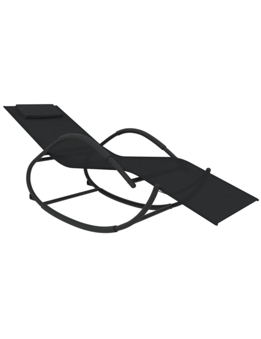 imagem de espreguiçadeira，Cadeira de repouso，Cadeira de descanso de baloiço aço e textilene preto CFW8645922