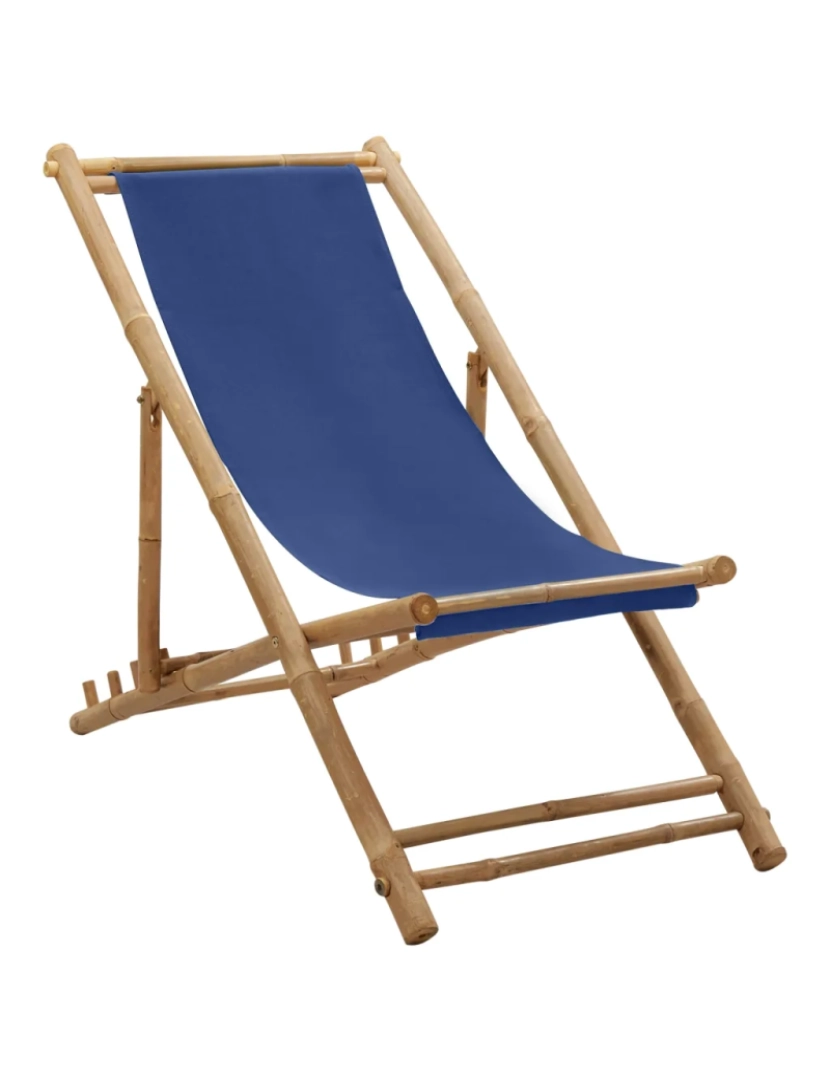 Vidaxl - espreguiçadeira，Cadeira de repouso，Cadeira de descanso de bambu e lona azul-marinho CFW291188