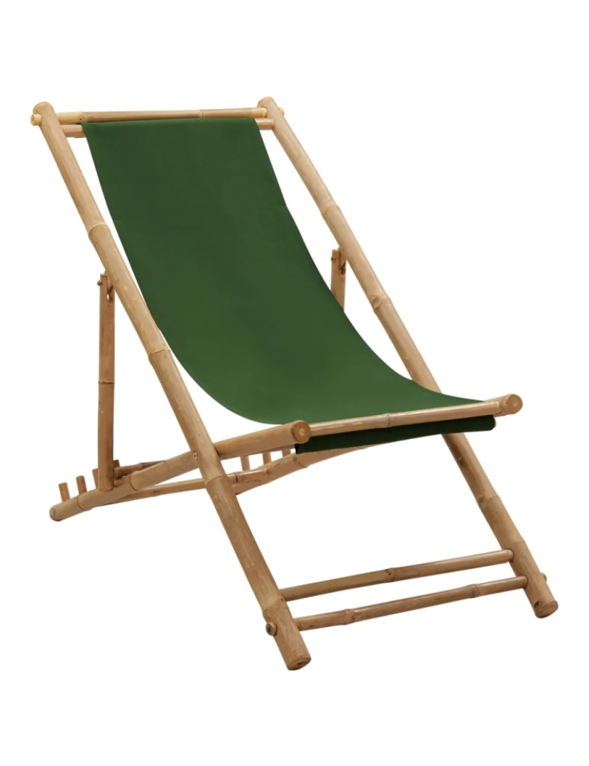 Vidaxl - espreguiçadeira，Cadeira de repouso，Cadeira de descanso de bambu e lona verde CFW884146