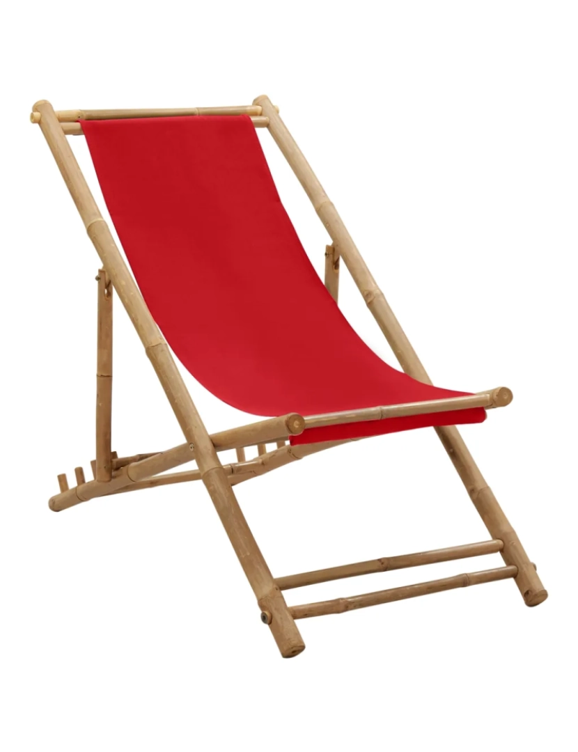 Vidaxl - espreguiçadeira，Cadeira de repouso，Cadeira de descanso de bambu e lona vermelho CFW332124