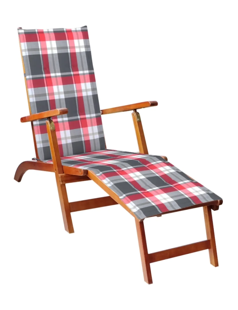Vidaxl - espreguiçadeira，Cadeira de repouso，Cadeira de descanso de ext. c/ apoio pés e almofadão acácia maciça CFW170457