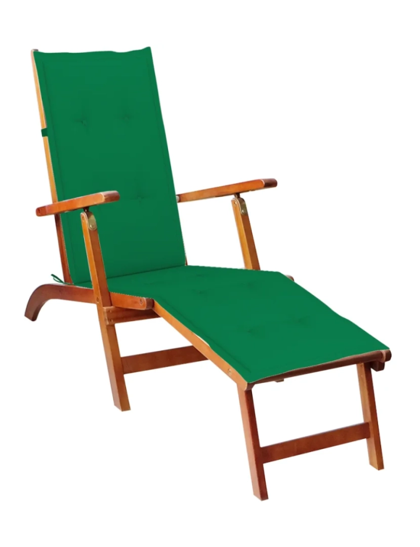 Vidaxl - espreguiçadeira，Cadeira de repouso，Cadeira de descanso de ext. c/ apoio pés e almofadão acácia maciça CFW837906