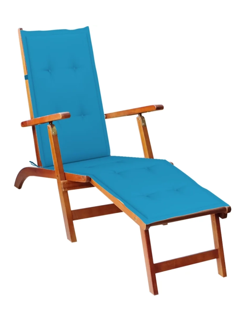 Vidaxl - espreguiçadeira，Cadeira de repouso，Cadeira de descanso de ext. c/ apoio pés e almofadão acácia maciça CFW837214