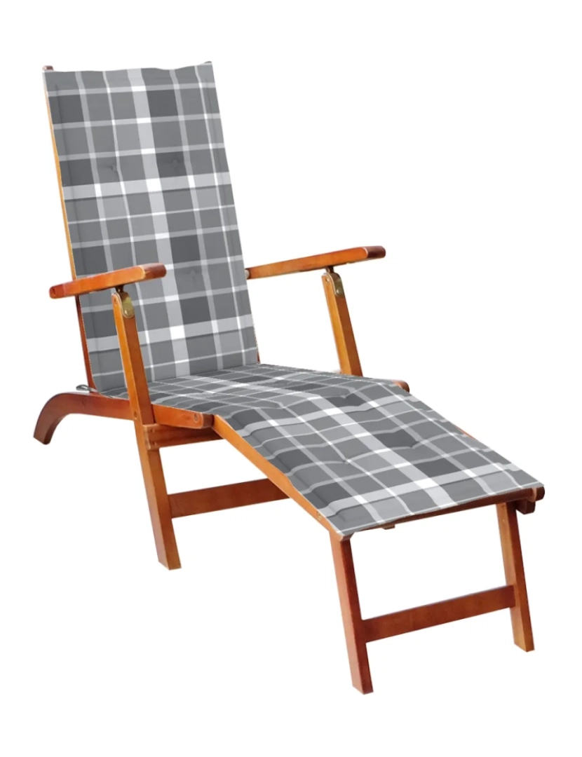 Vidaxl - espreguiçadeira，Cadeira de repouso，Cadeira de descanso de ext. c/ apoio pés e almofadão acácia maciça CFW942222