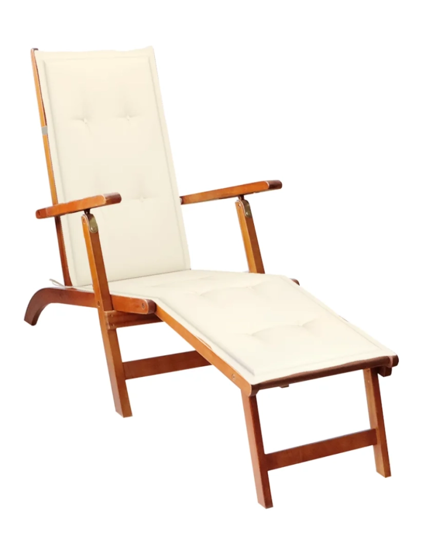 Vidaxl - espreguiçadeira，Cadeira de repouso，Cadeira de descanso de ext. c/ apoio pés e almofadão acácia maciça CFW259839