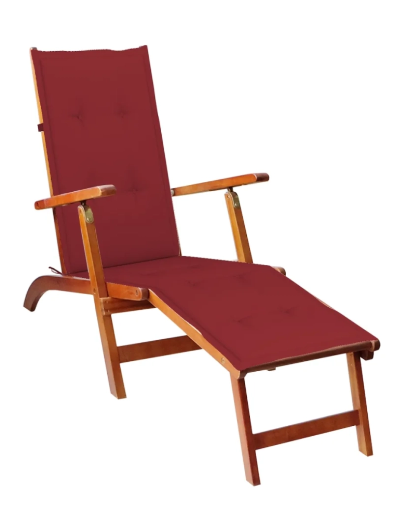 Vidaxl - espreguiçadeira，Cadeira de repouso，Cadeira de descanso de ext. c/ apoio pés e almofadão acácia maciça CFW112238