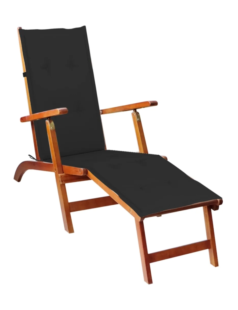 Vidaxl - espreguiçadeira，Cadeira de repouso，Cadeira de descanso de ext. c/ apoio pés e almofadão acácia maciça CFW409026