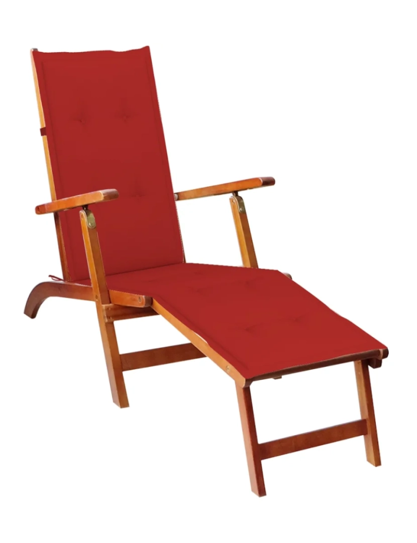 Vidaxl - espreguiçadeira，Cadeira de repouso，Cadeira de descanso de ext. c/ apoio pés e almofadão acácia maciça CFW470250