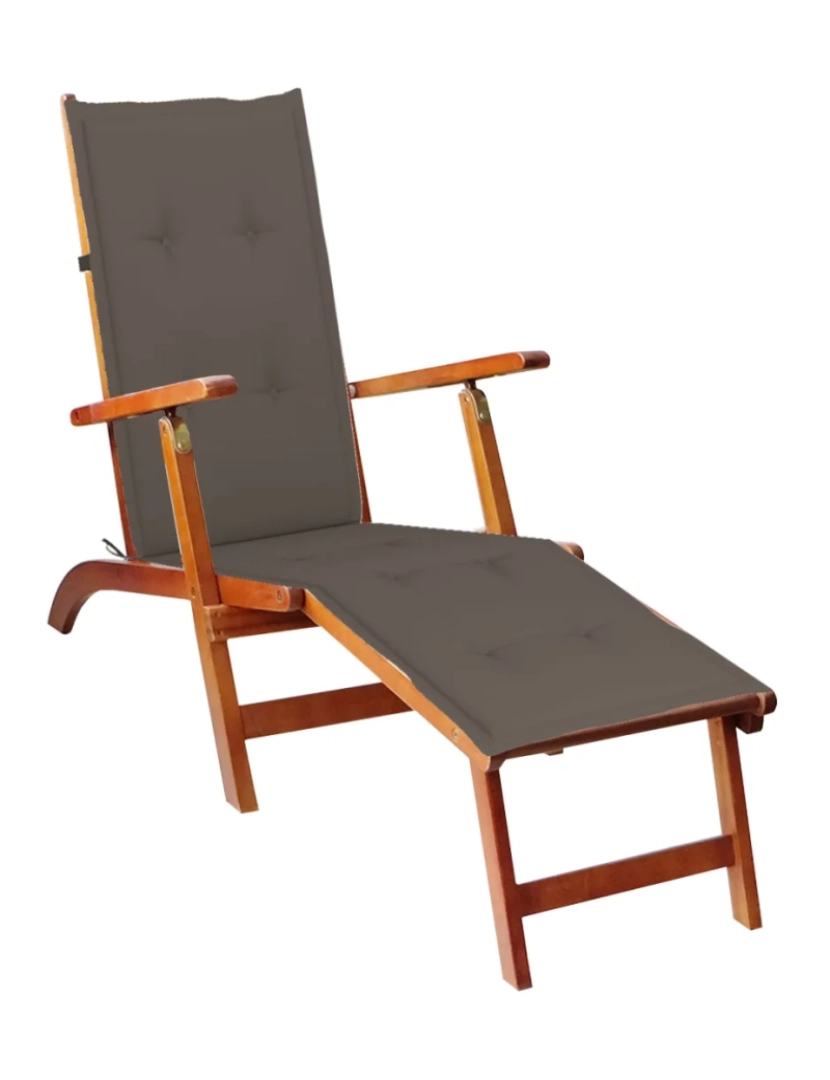 Vidaxl - espreguiçadeira，Cadeira de repouso，Cadeira de descanso de ext. c/ apoio pés e almofadão acácia maciça CFW361798