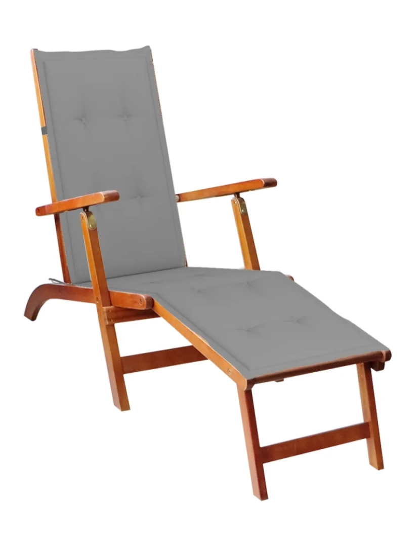 Vidaxl - espreguiçadeira，Cadeira de repouso，Cadeira de descanso de ext. c/ apoio pés e almofadão acácia maciça CFW398127