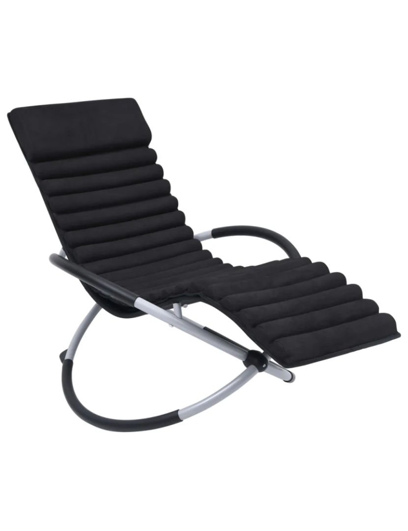 Vidaxl - espreguiçadeira，Cadeira de repouso，Cadeira de descanso de exterior com almofadão aço preto CFW229586