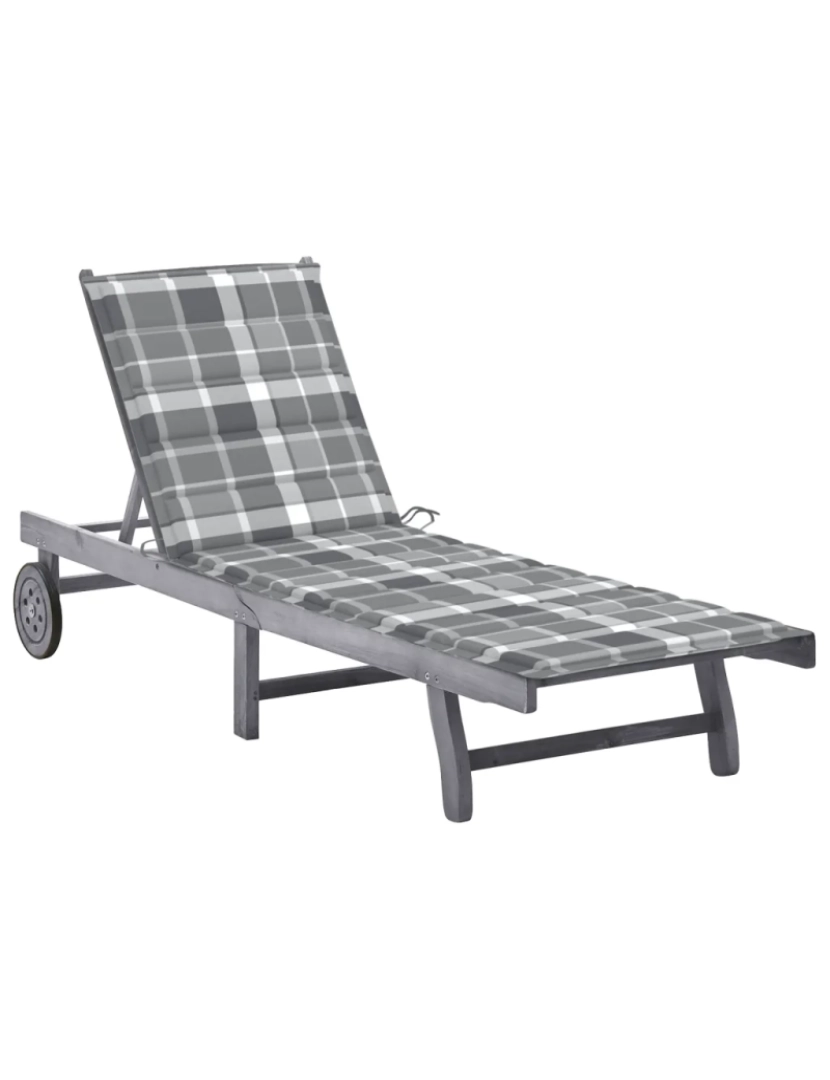Vidaxl - espreguiçadeira，Cadeira de repouso，Cadeira de descanso de jardim c/ almofadão acácia maciça cinzento CFW765710