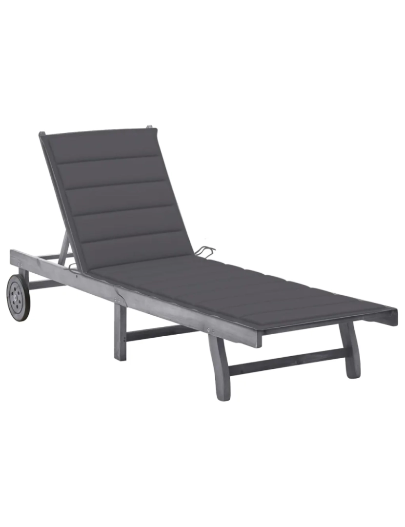 Vidaxl - espreguiçadeira，Cadeira de repouso，Cadeira de descanso de jardim c/ almofadão acácia maciça cinzento CFW546161