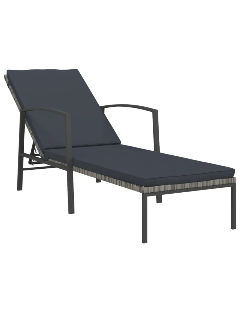 imagem de espreguiçadeira，Cadeira de repouso，Cadeira de descanso de jardim com almofadão vime PE cinzento CFW3072032