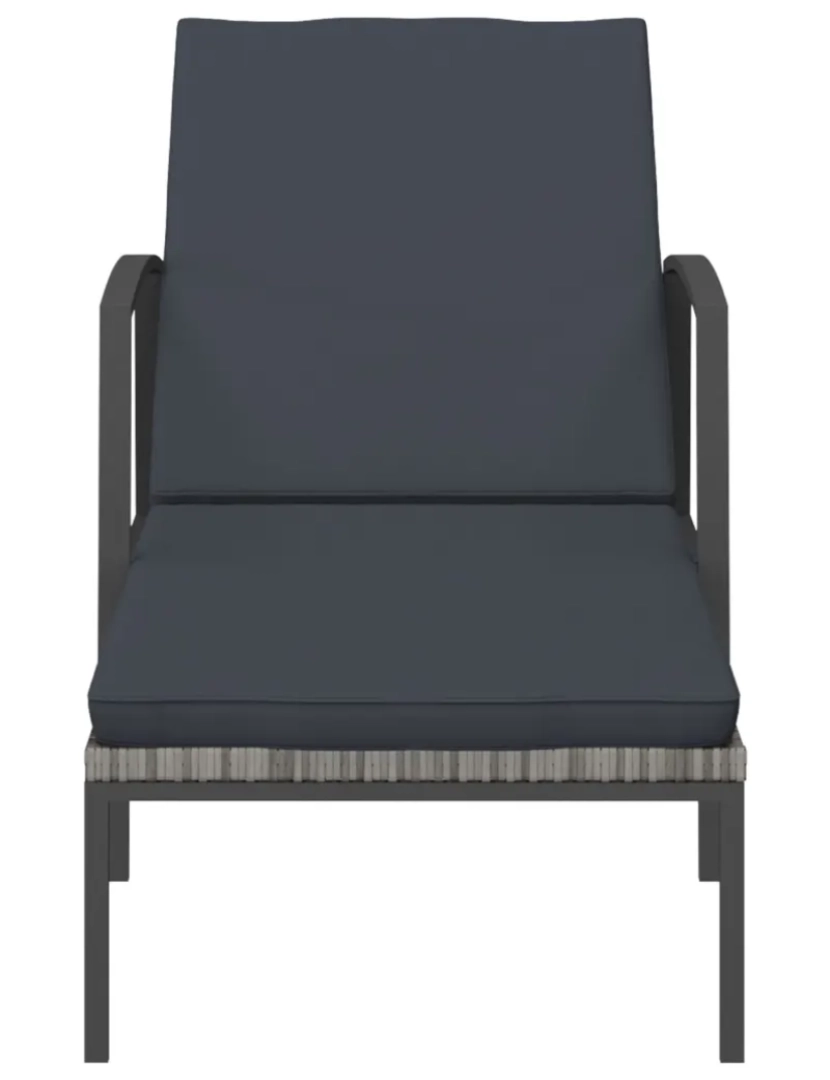 imagem de espreguiçadeira，Cadeira de repouso，Cadeira de descanso de jardim com almofadão vime PE cinzento CFW3072033