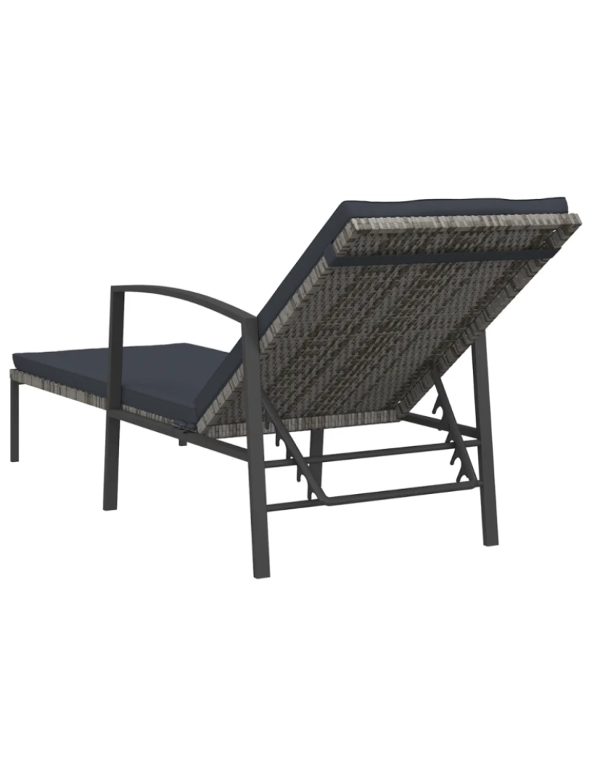 imagem de espreguiçadeira，Cadeira de repouso，Cadeira de descanso de jardim com almofadão vime PE cinzento CFW3072035
