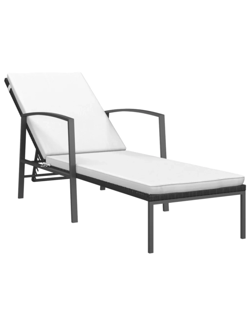 imagem de espreguiçadeira，Cadeira de repouso，Cadeira de descanso de jardim com almofadão vime PE preto CFW3301372