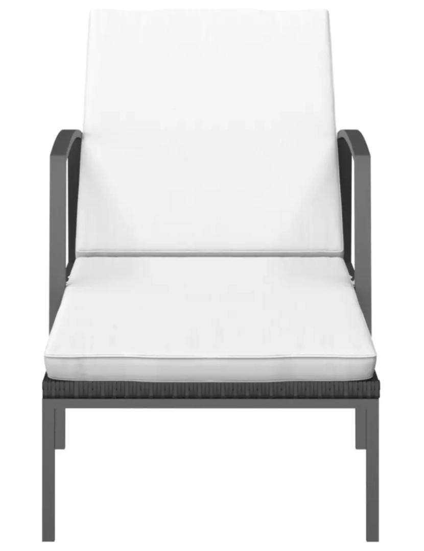 imagem de espreguiçadeira，Cadeira de repouso，Cadeira de descanso de jardim com almofadão vime PE preto CFW3301373
