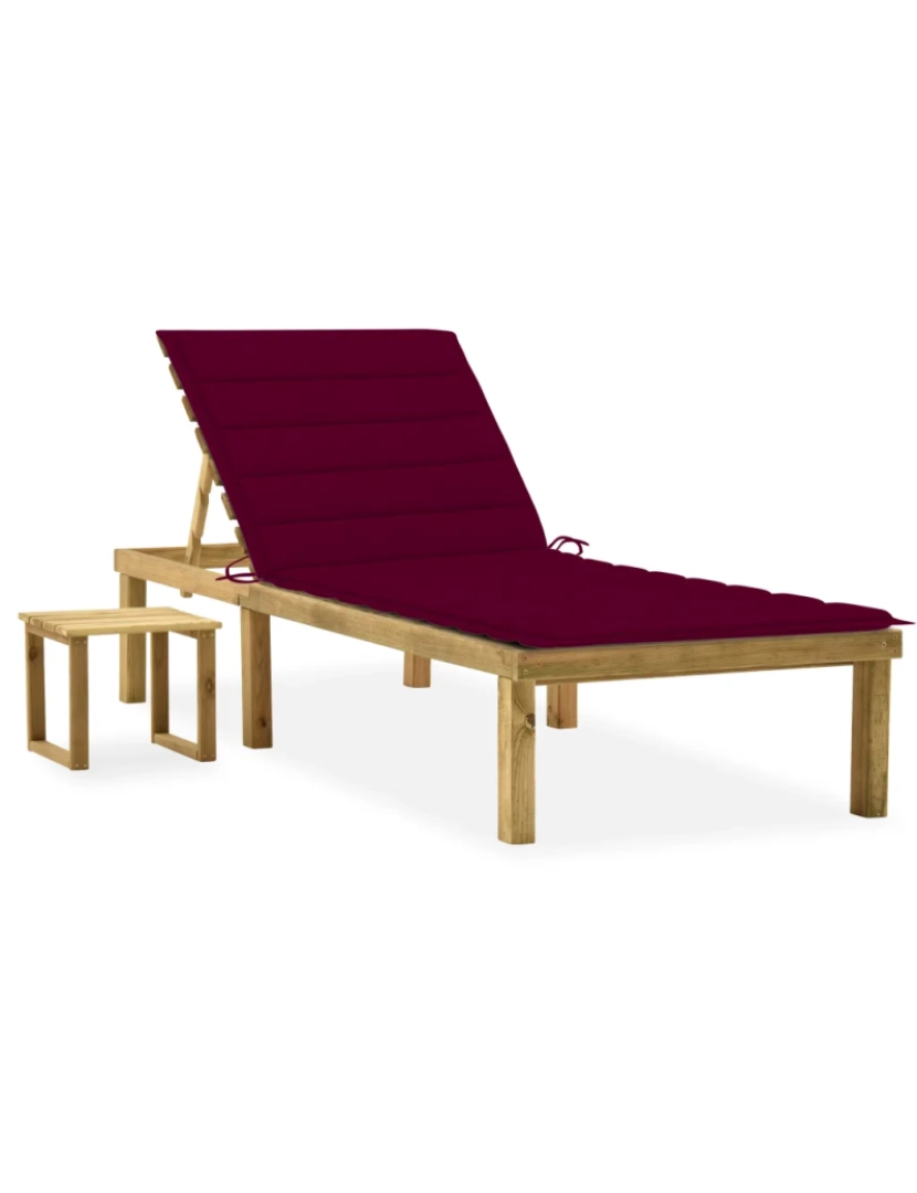 Vidaxl - espreguiçadeira，Cadeira de repouso，Cadeira de descanso de jardim com mesa e almofadão pinho impregnado CFW523489