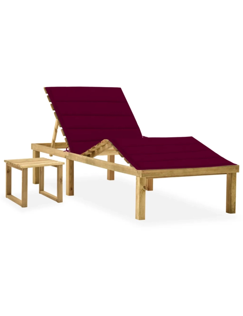 imagem de espreguiçadeira，Cadeira de repouso，Cadeira de descanso de jardim com mesa e almofadão pinho impregnado CFW8018451