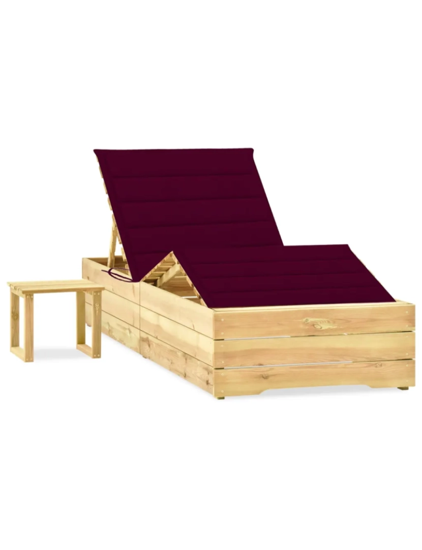 Vidaxl - espreguiçadeira，Cadeira de repouso，Cadeira de descanso de jardim com mesa e almofadão pinho impregnado CFW748354