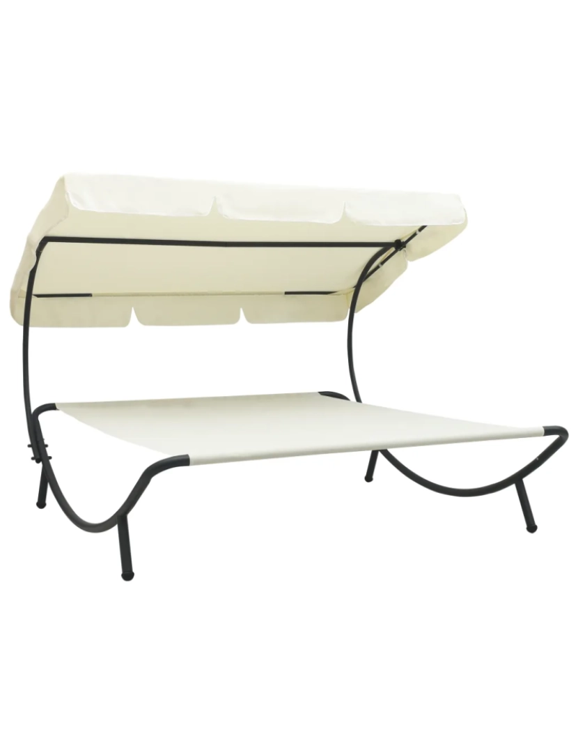 Vidaxl - espreguiçadeira，Cadeira de repouso，Cadeira de descanso de jardim com toldo branco nata CFW593299
