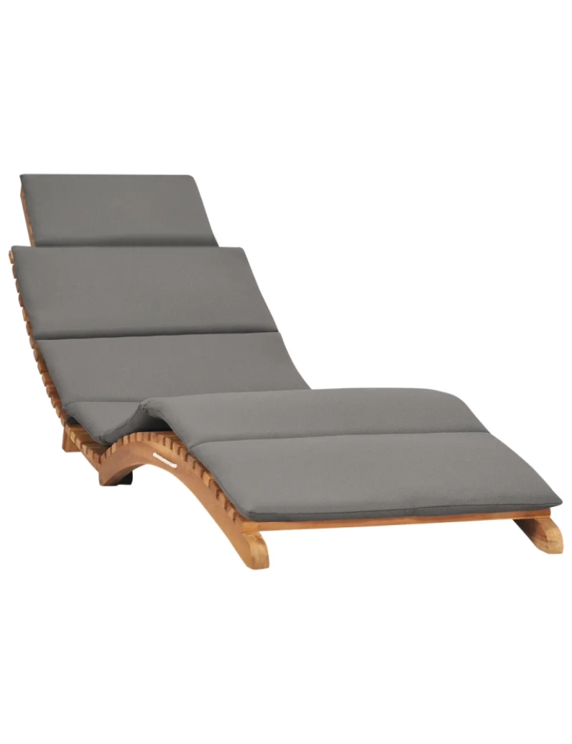 Vidaxl - espreguiçadeira，Cadeira de repouso，Cadeira de descanso dobrável c/ almofadão cinza-escuro teca maciça CFW880384