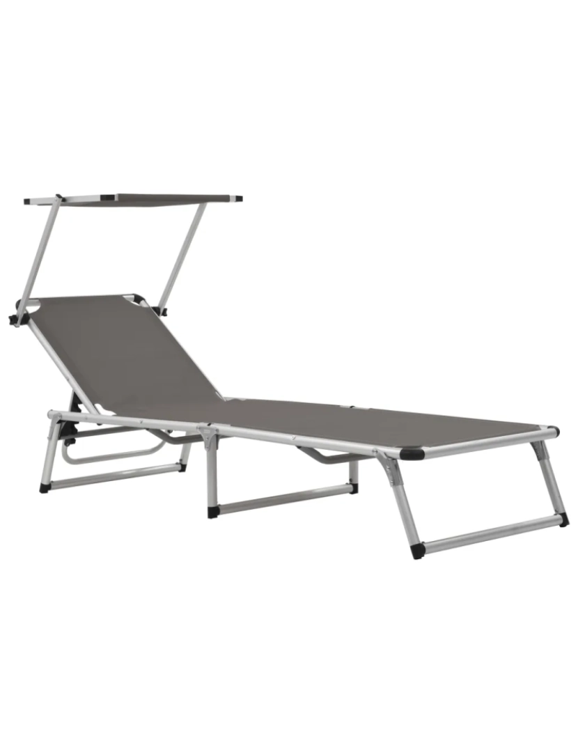 Vidaxl - espreguiçadeira，Cadeira de repouso，Cadeira de descanso dobrável c/ teto alumínio e textilene cinzento CFW814605