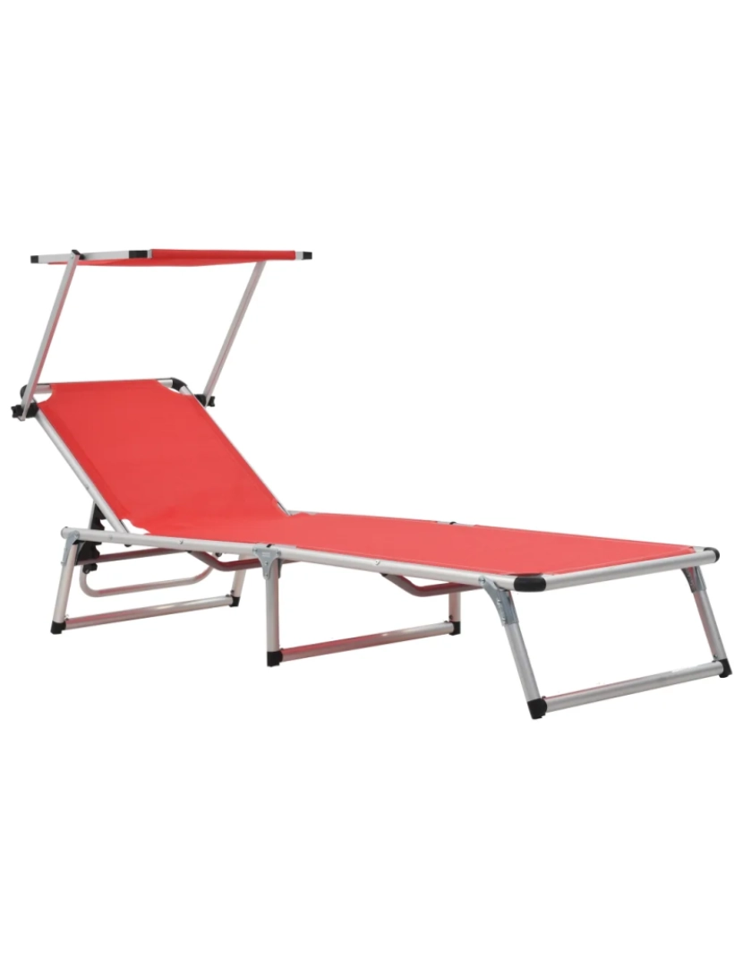 Vidaxl - espreguiçadeira，Cadeira de repouso，Cadeira de descanso dobrável c/ teto alumínio e textilene vermelho CFW120722