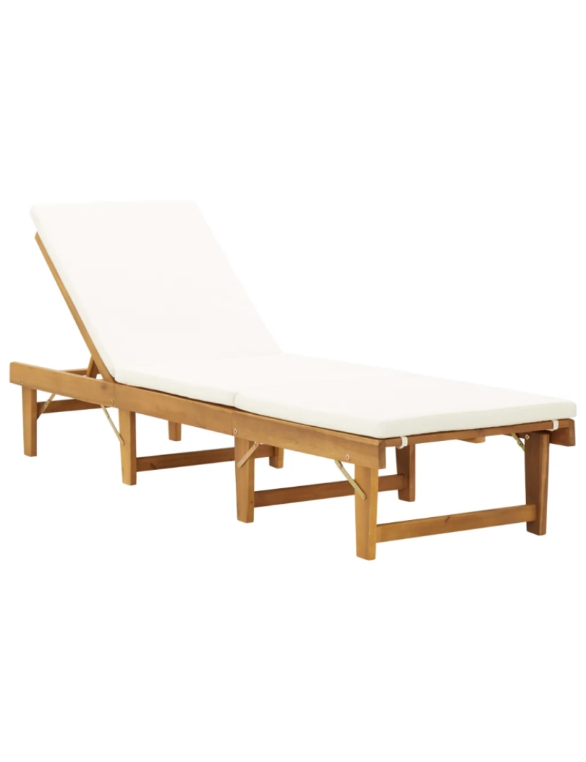 Vidaxl - espreguiçadeira，Cadeira de repouso，Cadeira de descanso dobrável com almofadão madeira acácia maciça CFW898984