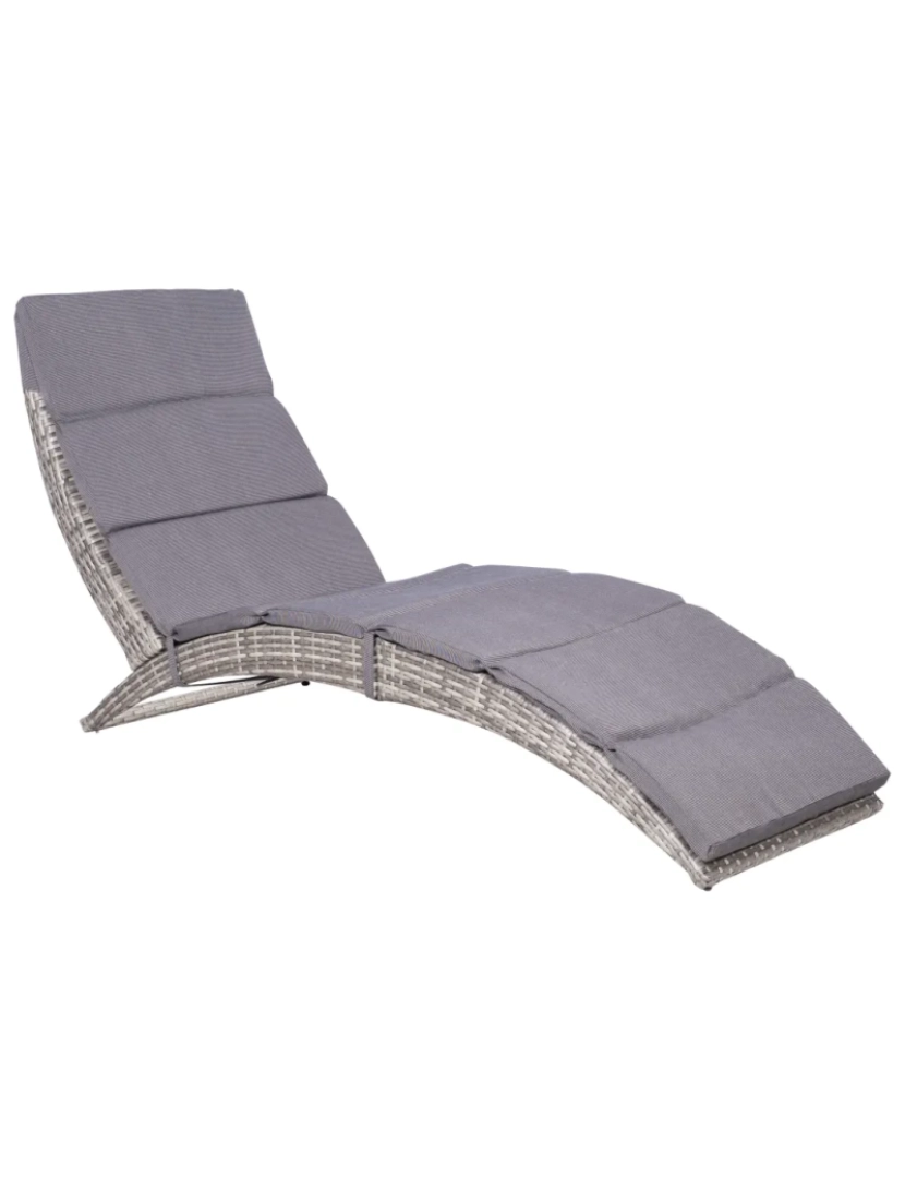 Vidaxl - espreguiçadeira，Cadeira de repouso，Cadeira de descanso dobrável com almofadão vime PE cinzento CFW721746
