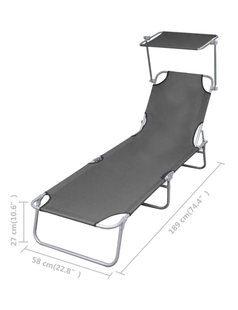 imagem de espreguiçadeira，Cadeira de repouso，Cadeira de descanso dobrável com encosto ajustável cinzento CFW3724606
