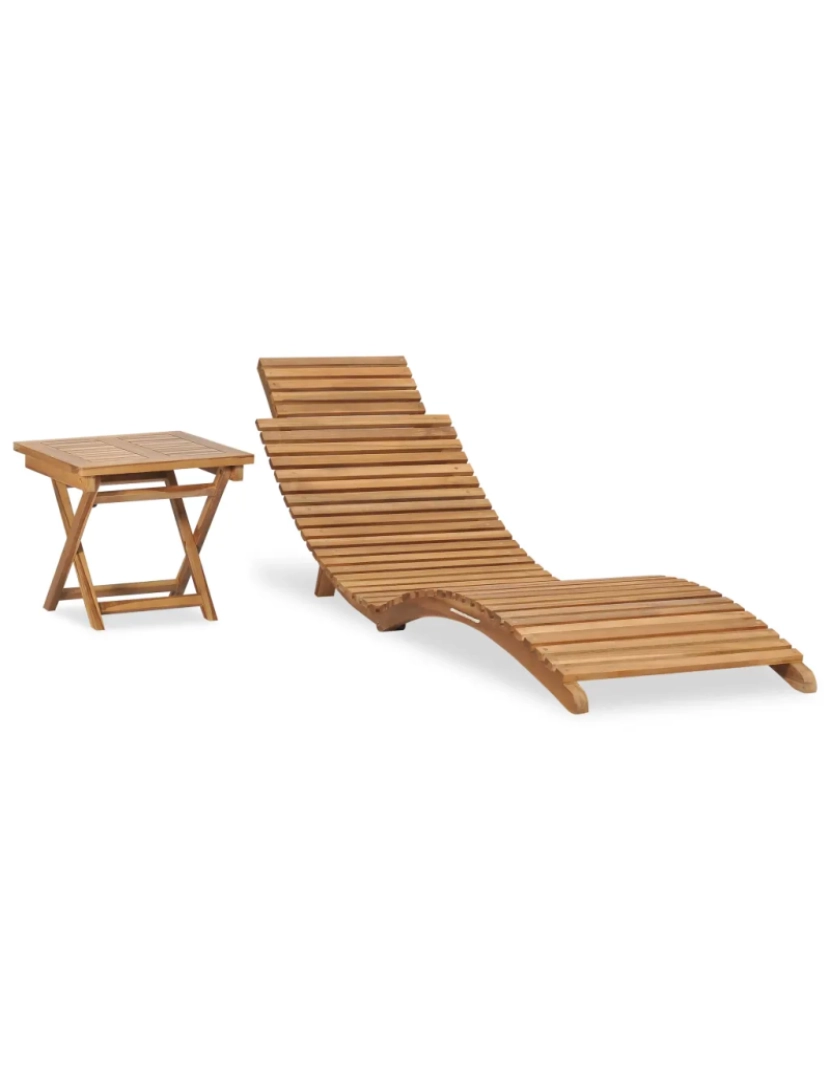 Vidaxl - espreguiçadeira，Cadeira de repouso，Cadeira de descanso dobrável com mesa madeira de teca maciça CFW955980