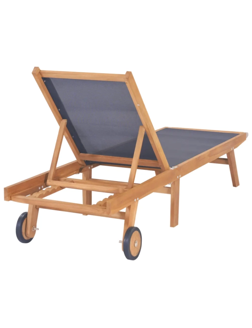 imagem de espreguiçadeira，Cadeira de repouso，Cadeira de descanso dobrável com rodas teca maciça e textilene CFW5019814