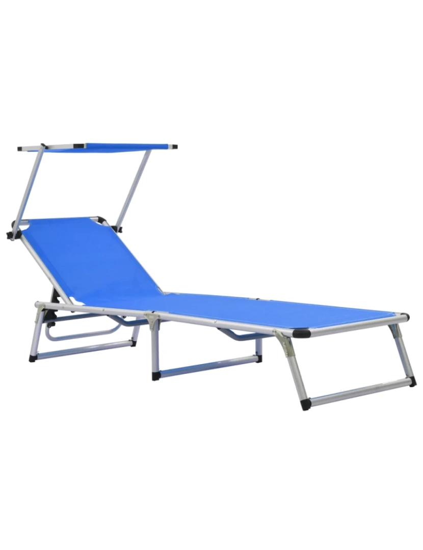 Vidaxl - espreguiçadeira，Cadeira de repouso，Cadeira de descanso dobrável com teto alumínio e textilene azul CFW913918