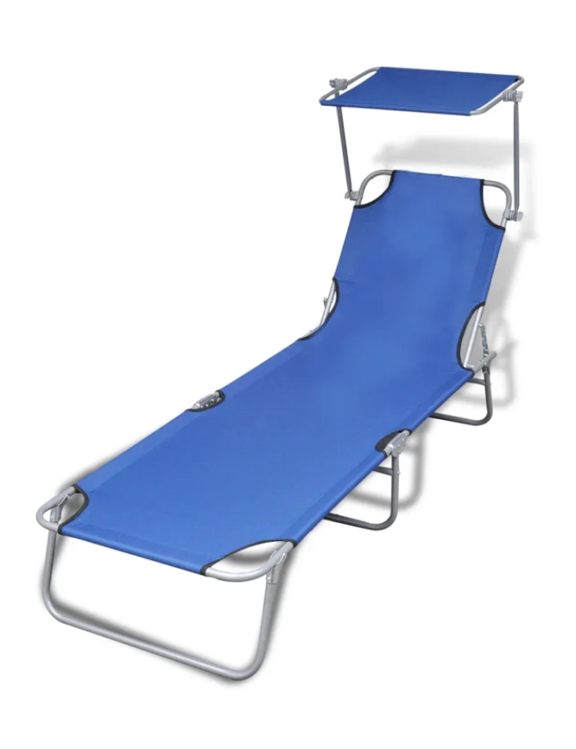 Vidaxl - espreguiçadeira，Cadeira de repouso，Cadeira de descanso dobrável com toldo aço e tecido azul CFW220947